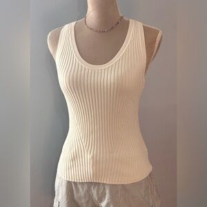 Women’s H&M White Knit Scoop Neck Tank Tap, Size Small